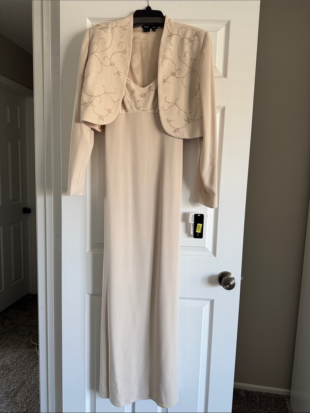 Rimini Two-Piece Embellished Champagne Dress (6) with Bolero Jacket (10) NWT